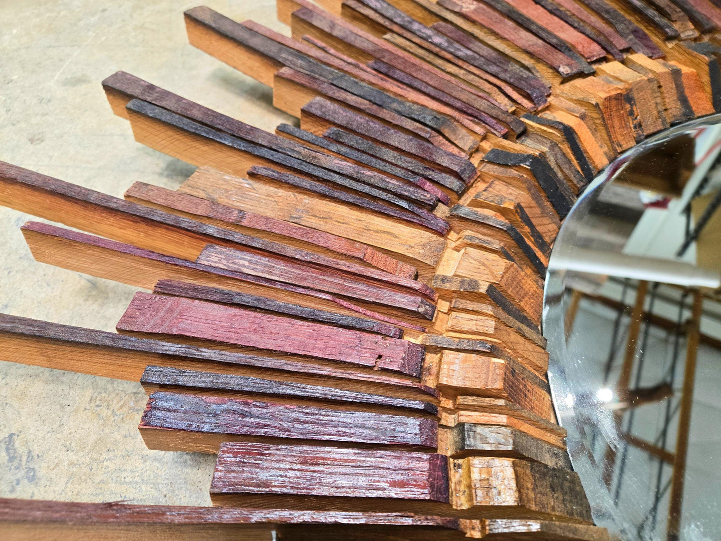 PROTOTYPE Wine Barrel Mirror - PARLAK - made from retired Napa wine barrels 100% Recycled + Ready to Ship! 101924-11