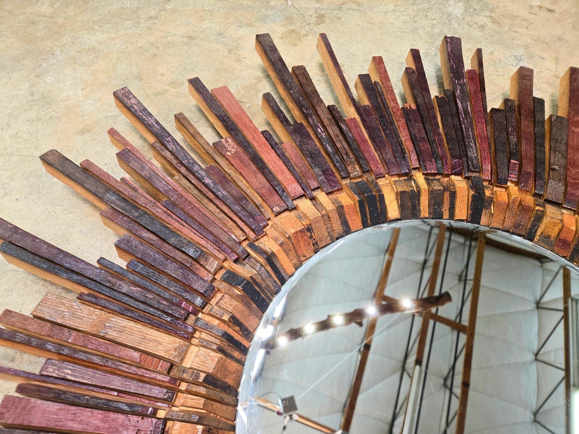 PROTOTYPE Wine Barrel Mirror - PARLAK - made from retired Napa wine barrels 100% Recycled + Ready to Ship! 101924-11