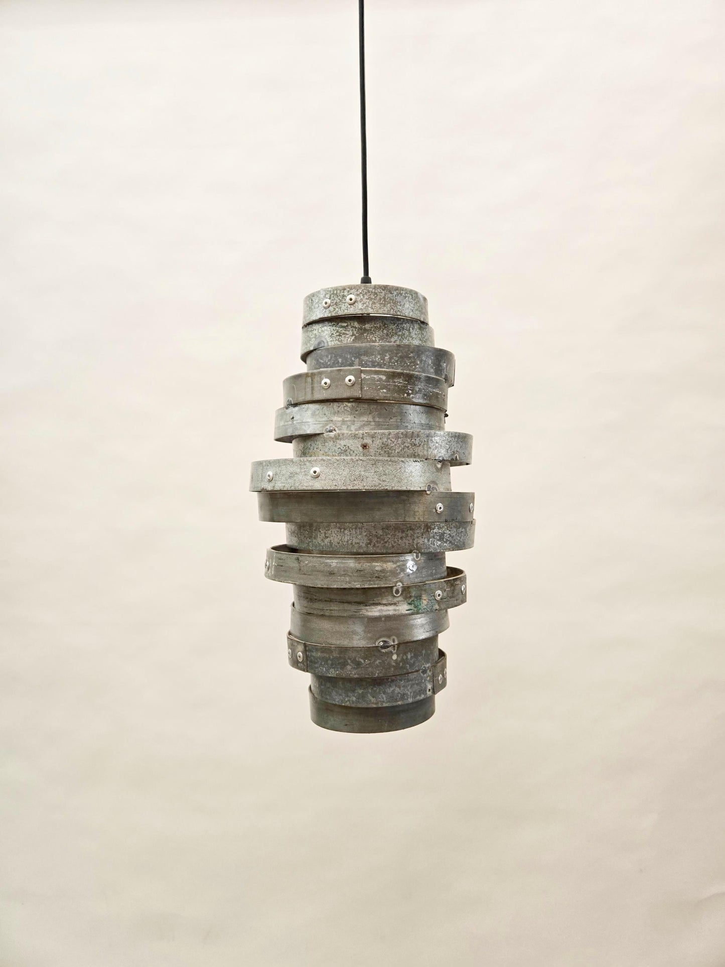 SALE Prototype Wine Barrel Ring Pendant Light - Made from Retired California wine barrel rings. 100% Recycled + Ready to Ship!