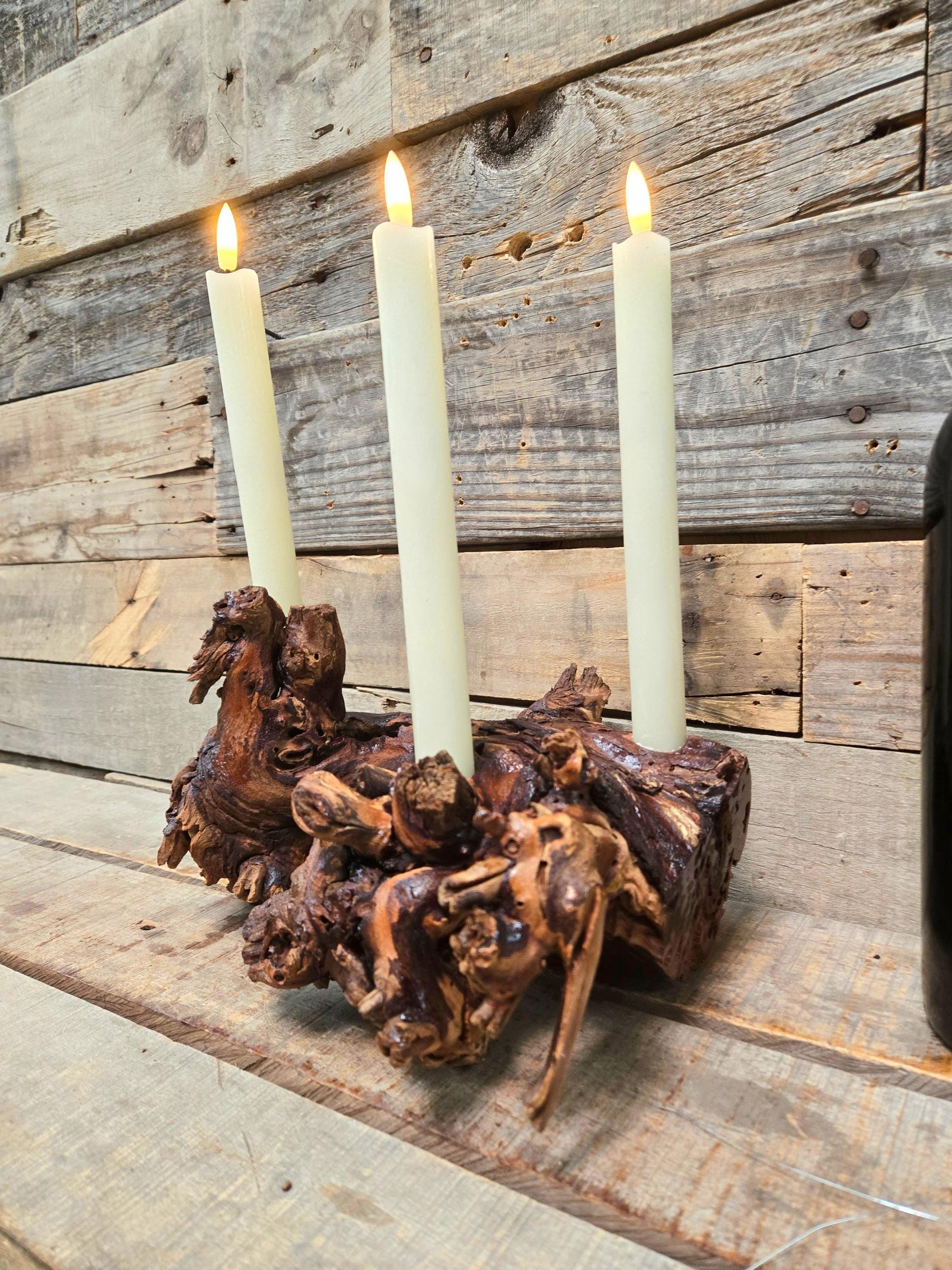 Hendry Winery Cabernet Grapevine LED Taper Candle Holder from California - 100% Recycled + Ready to Ship!! 112324-7