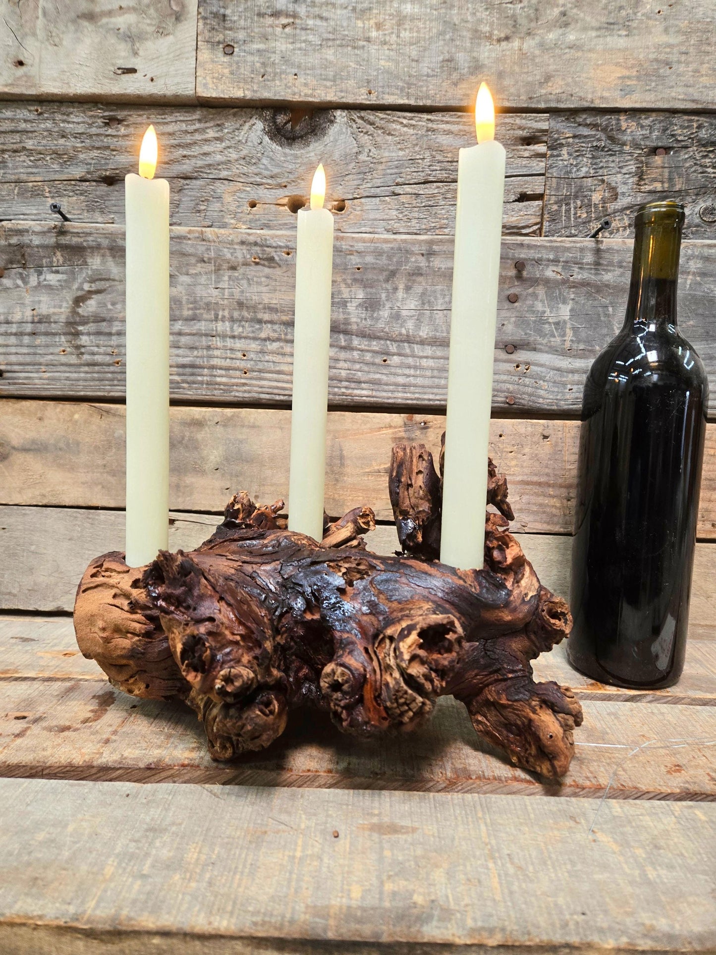 Hendry Winery Cabernet Grapevine LED Taper Candle Holder from California - 100% Recycled + Ready to Ship!! 112324-7