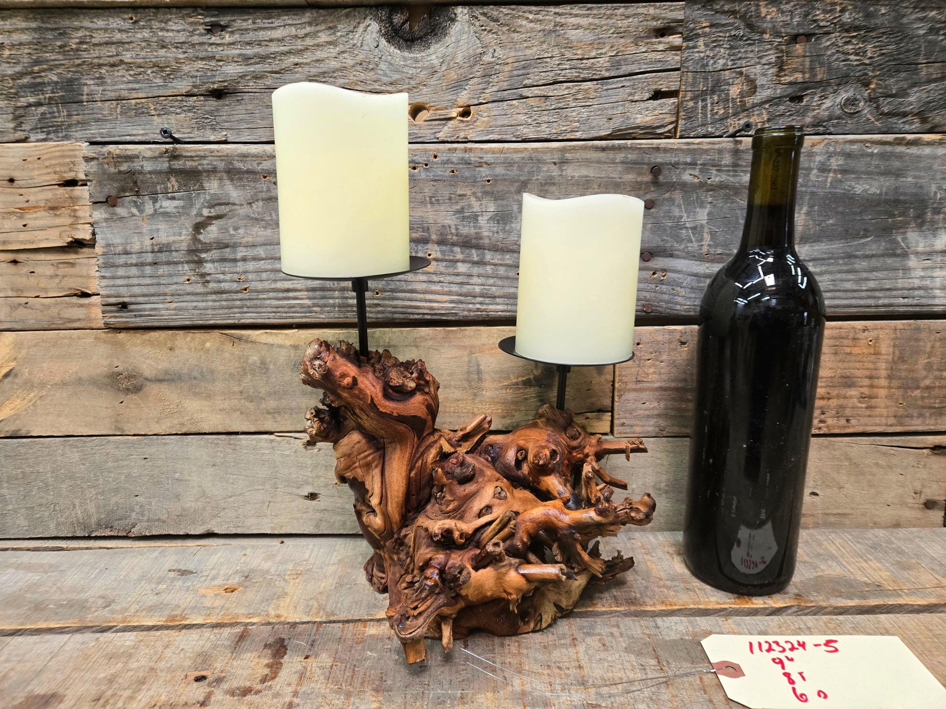 Rombauer Grapevine Pillar Candle Holder made from Atlas Peak Cabernet Napa Valley vine- 100% Recycled + Ready to Ship! 112324-5