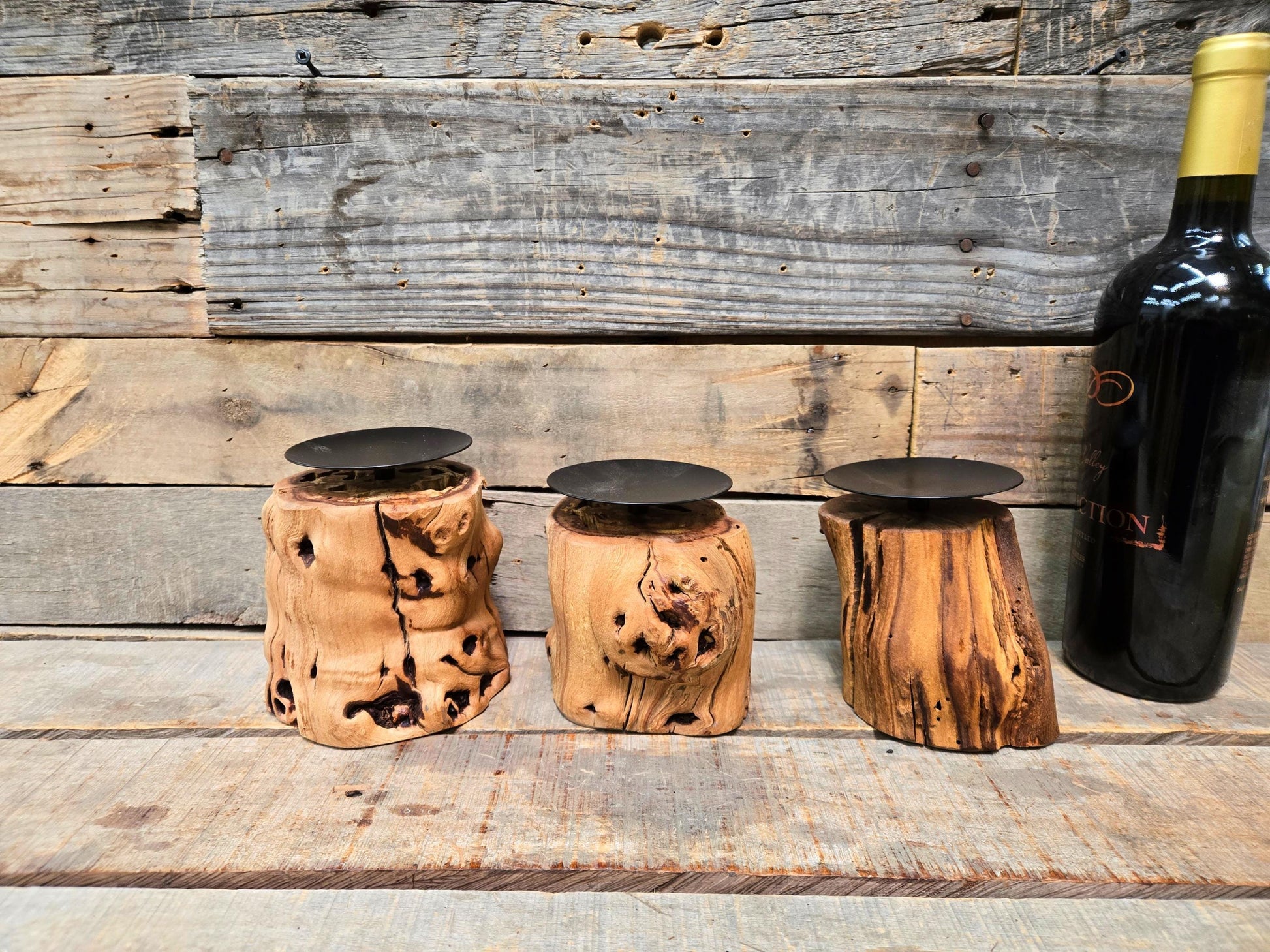 3 Grapevine Candle Holders Made from retired Napa grapevines - 100% Recycled + Ready to Ship!! 111624-83