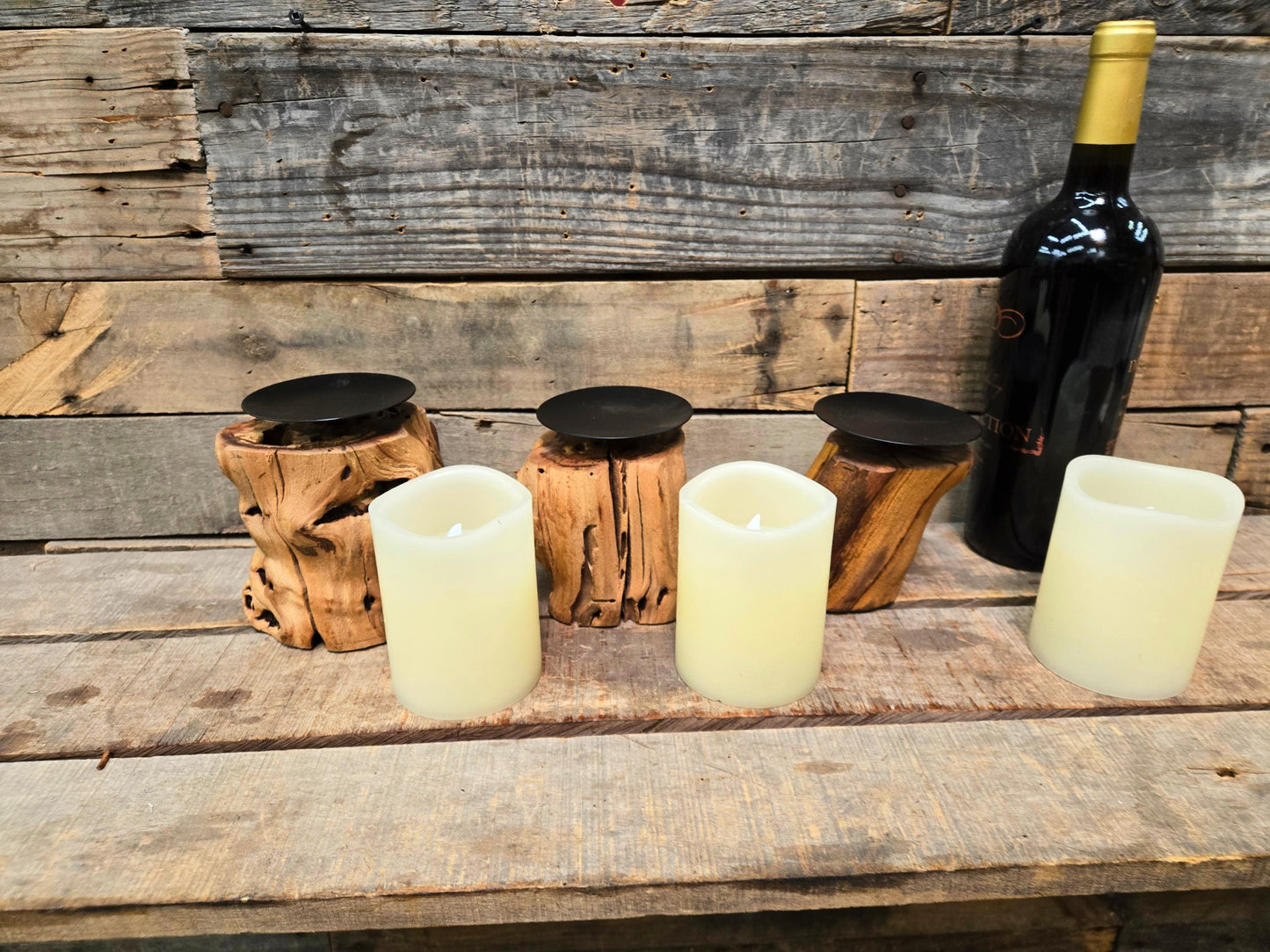 3 Grapevine Candle Holders Made from retired Napa grapevines - 100% Recycled + Ready to Ship!! 111624-83