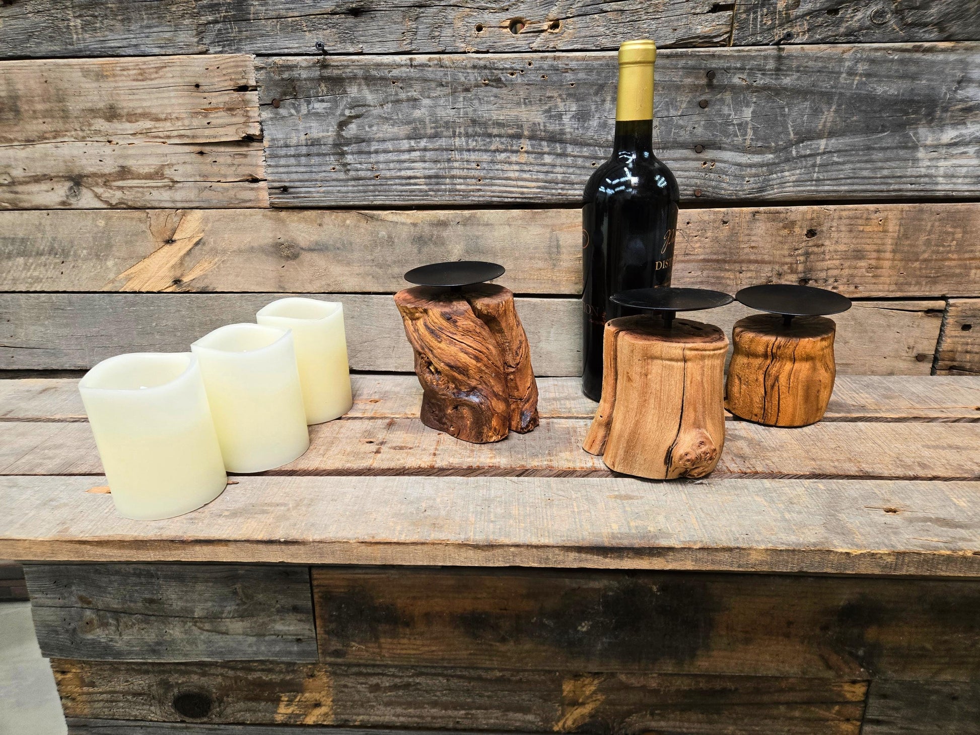 3 Grapevine Candle Holders Made from retired Napa grapevines - 100% Recycled + Ready to Ship!! 111624-82