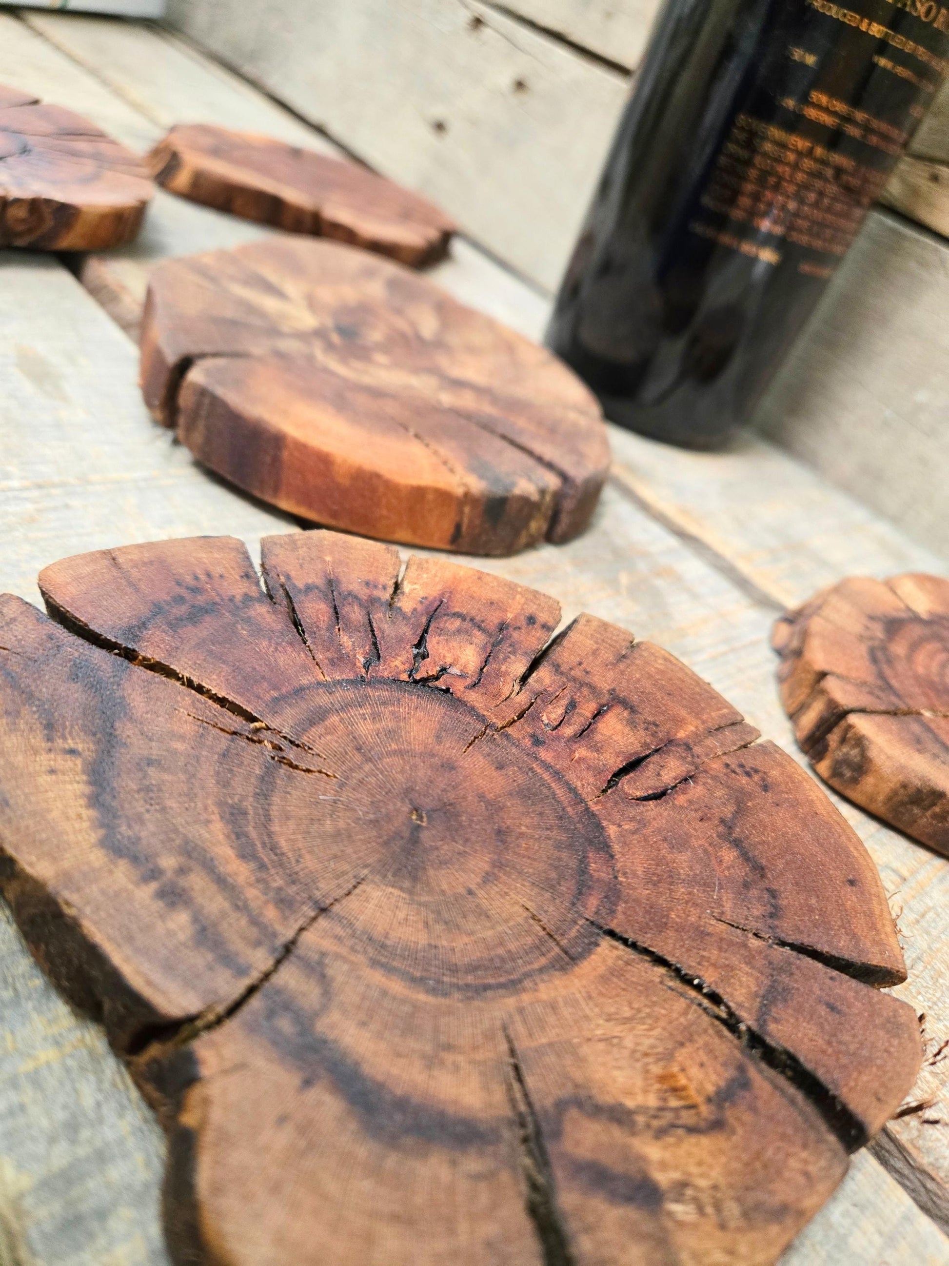 Grapevine Coasters Set of 4 + 1 XL for Bottle - Made From Retired Silver Oak Cabernet Grapevine - 100% Recycled + Ready to Ship! 111624-60