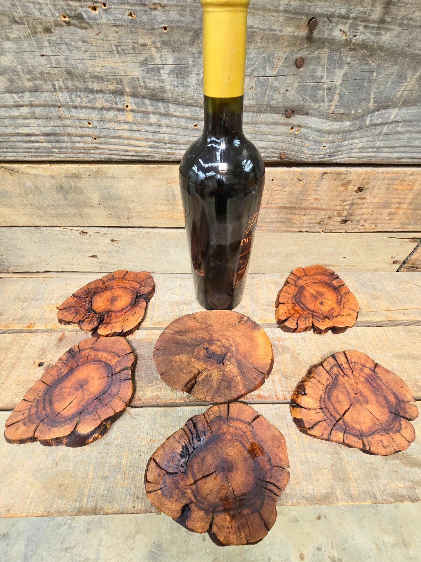 Silver Oak Grapevine Coasters Set of 5 + 1 XL for Bottle - Made From Retired Silver Oak Grapevine - 100% Recycled + Ready to Ship! 111624-61