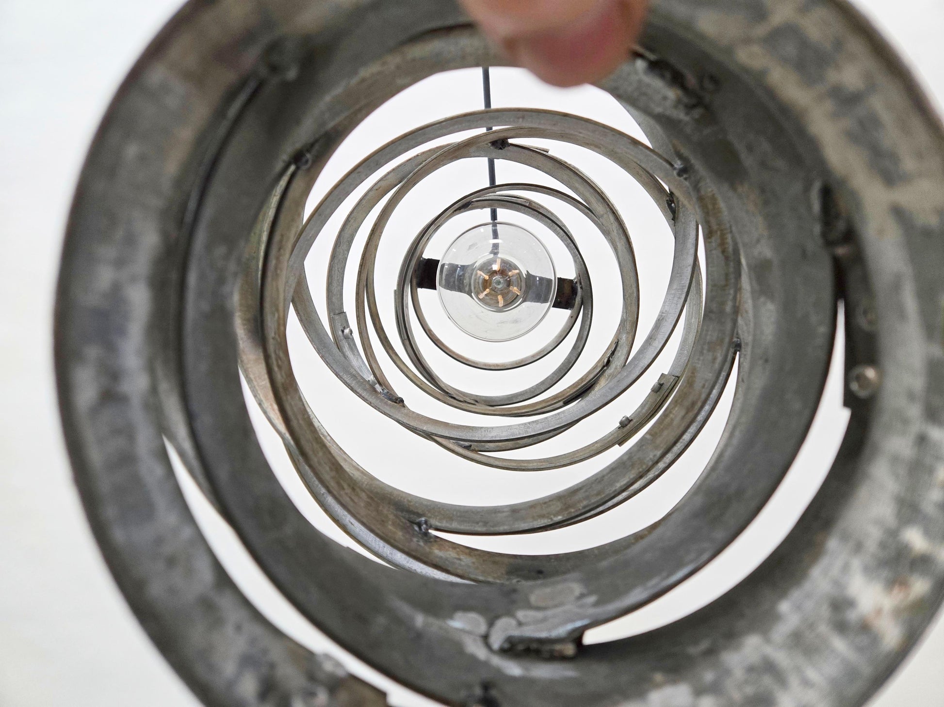 SALE Prototype Wine Barrel Ring Pendant Light - Made from Retired California wine barrel rings. 100% Recycled + Ready to Ship!