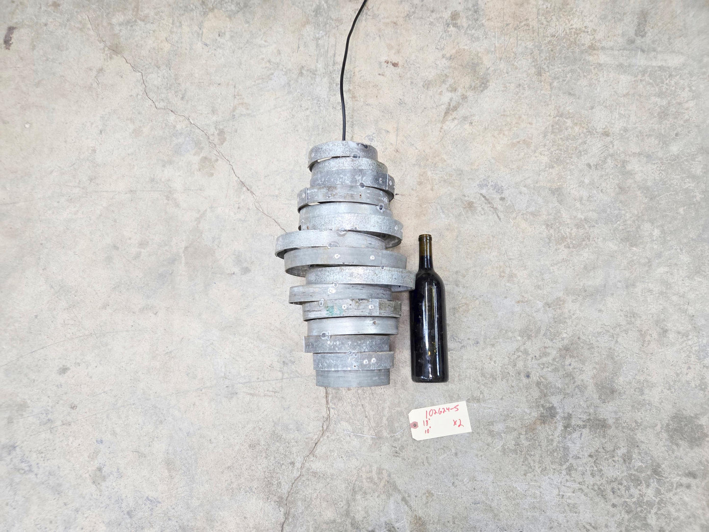 SALE Prototype Wine Barrel Ring Pendant Light - Made from Retired California wine barrel rings. 100% Recycled + Ready to Ship!