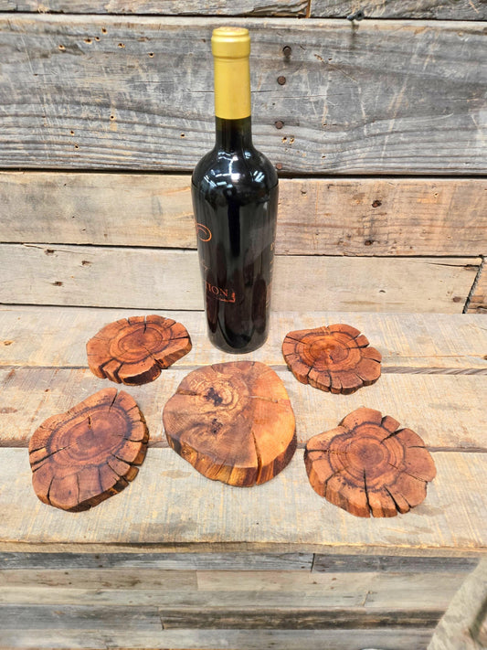 Silver Oak Grapevine Coasters Set of 4 + 1 XL for Bottle - Made From Retired Silver Oak Grapevine - 100% Recycled + Ready to Ship! 111624-54