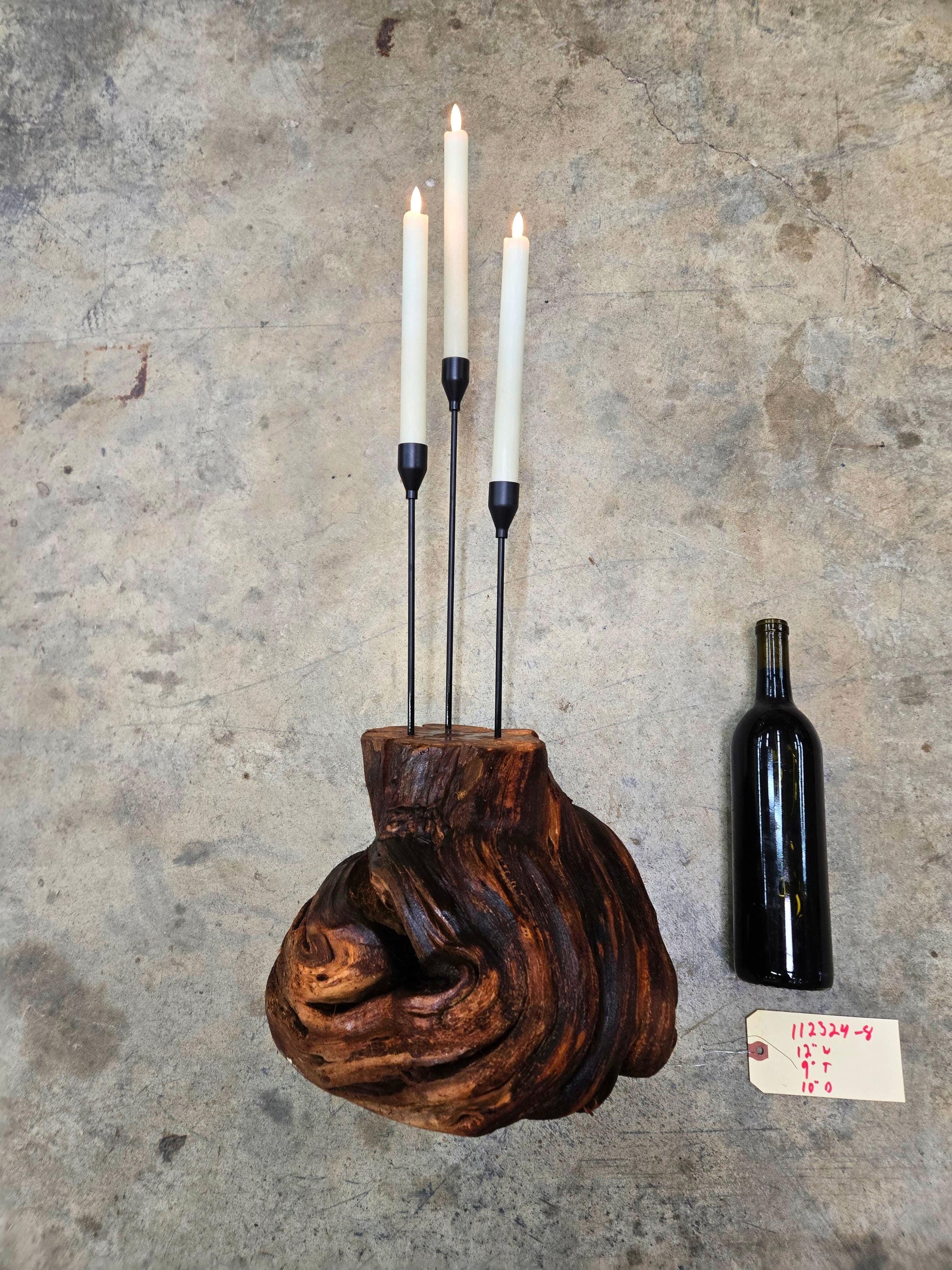 RARE Buena Vista Cabernet Grapevine LED Taper Candle Holder from California - 100% Recycled + Ready to Ship!! 112324-8