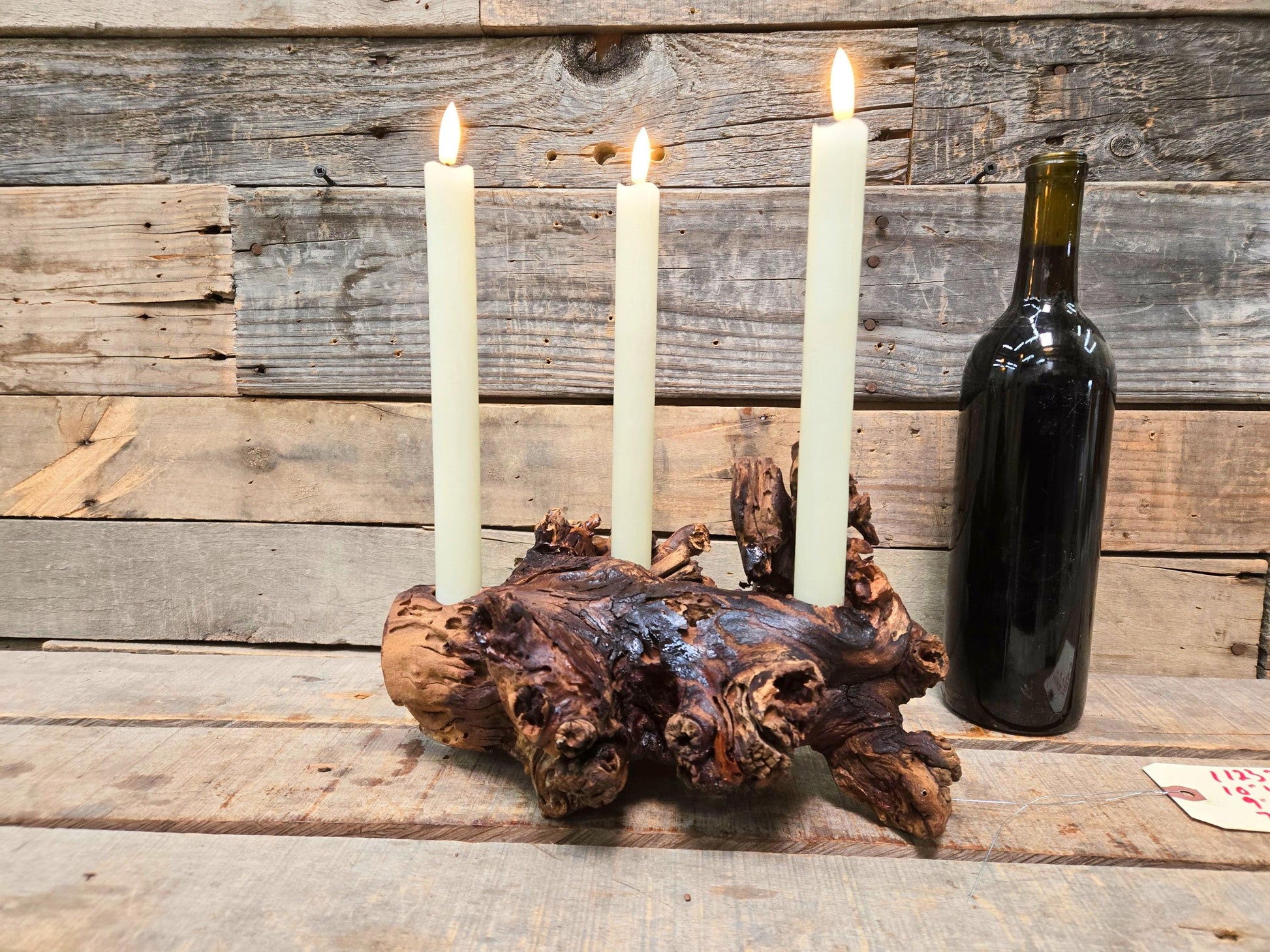 Hendry Winery Cabernet Grapevine LED Taper Candle Holder from California - 100% Recycled + Ready to Ship!! 112324-7