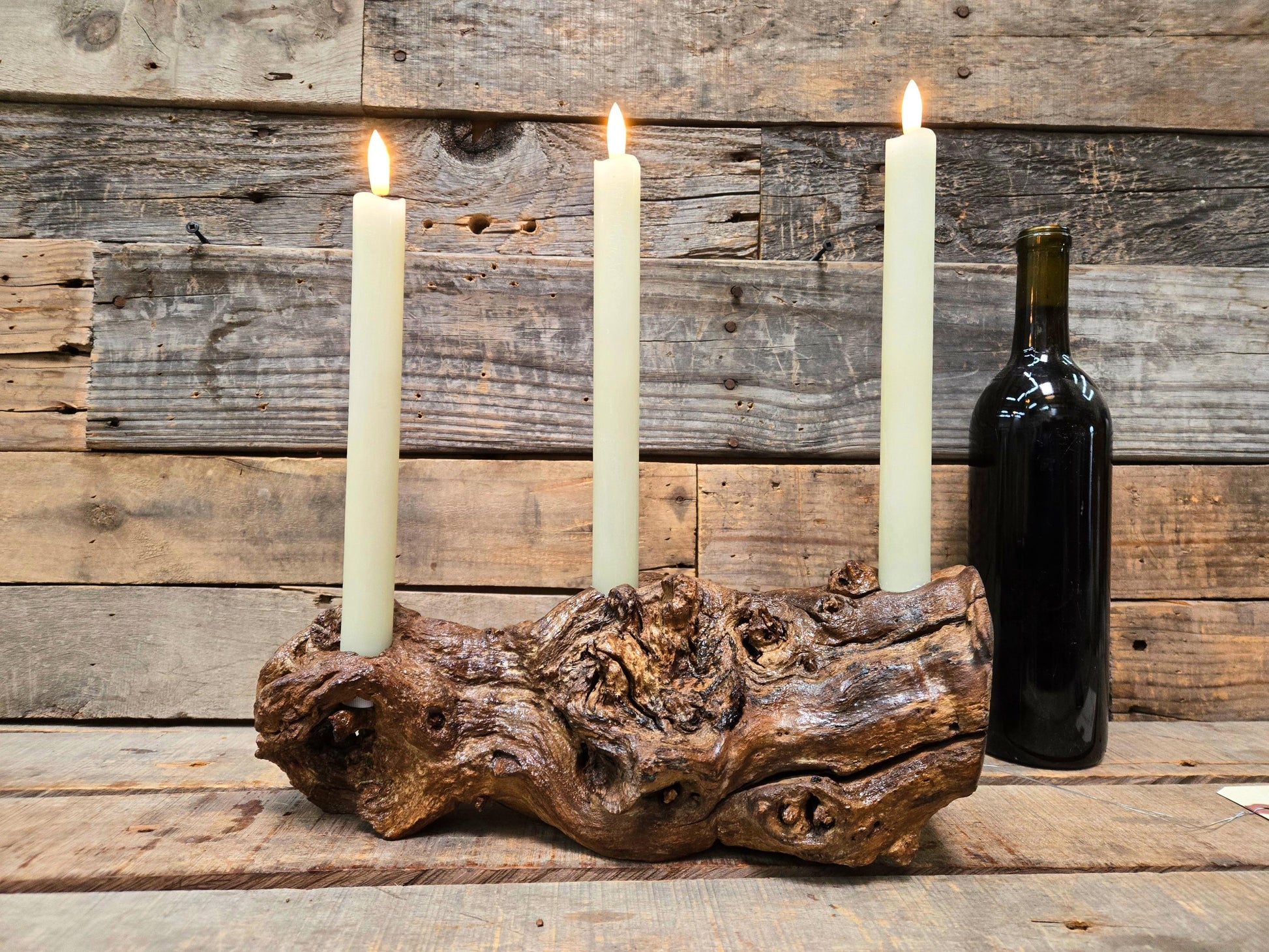 Buena Vista Winery Pinot Noir Grapevine LED Taper Candle Holder from California - 100% Recycled + Ready to Ship!! 112324-6