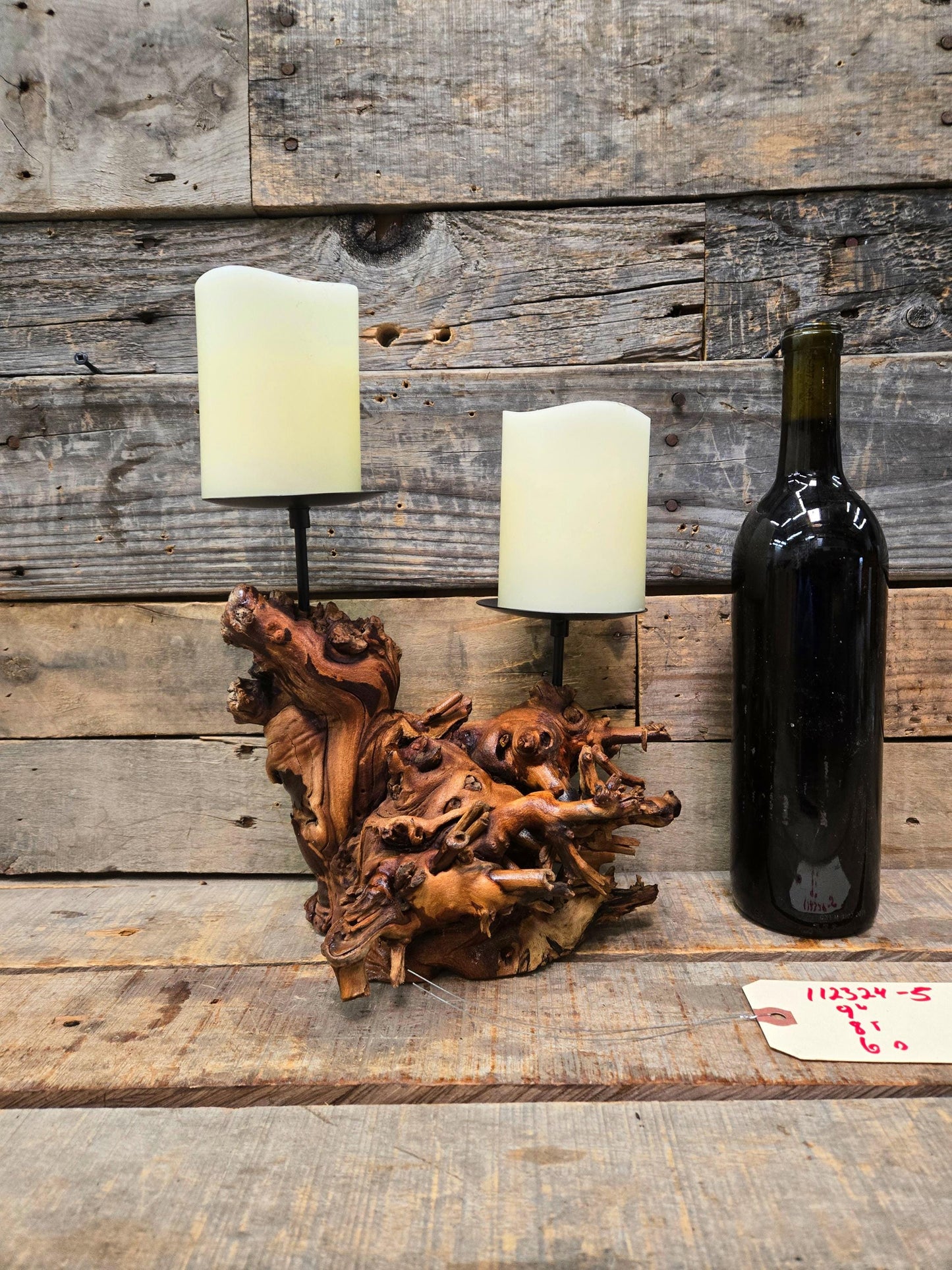 Rombauer Grapevine Pillar Candle Holder made from Atlas Peak Cabernet Napa Valley vine- 100% Recycled + Ready to Ship! 112324-5