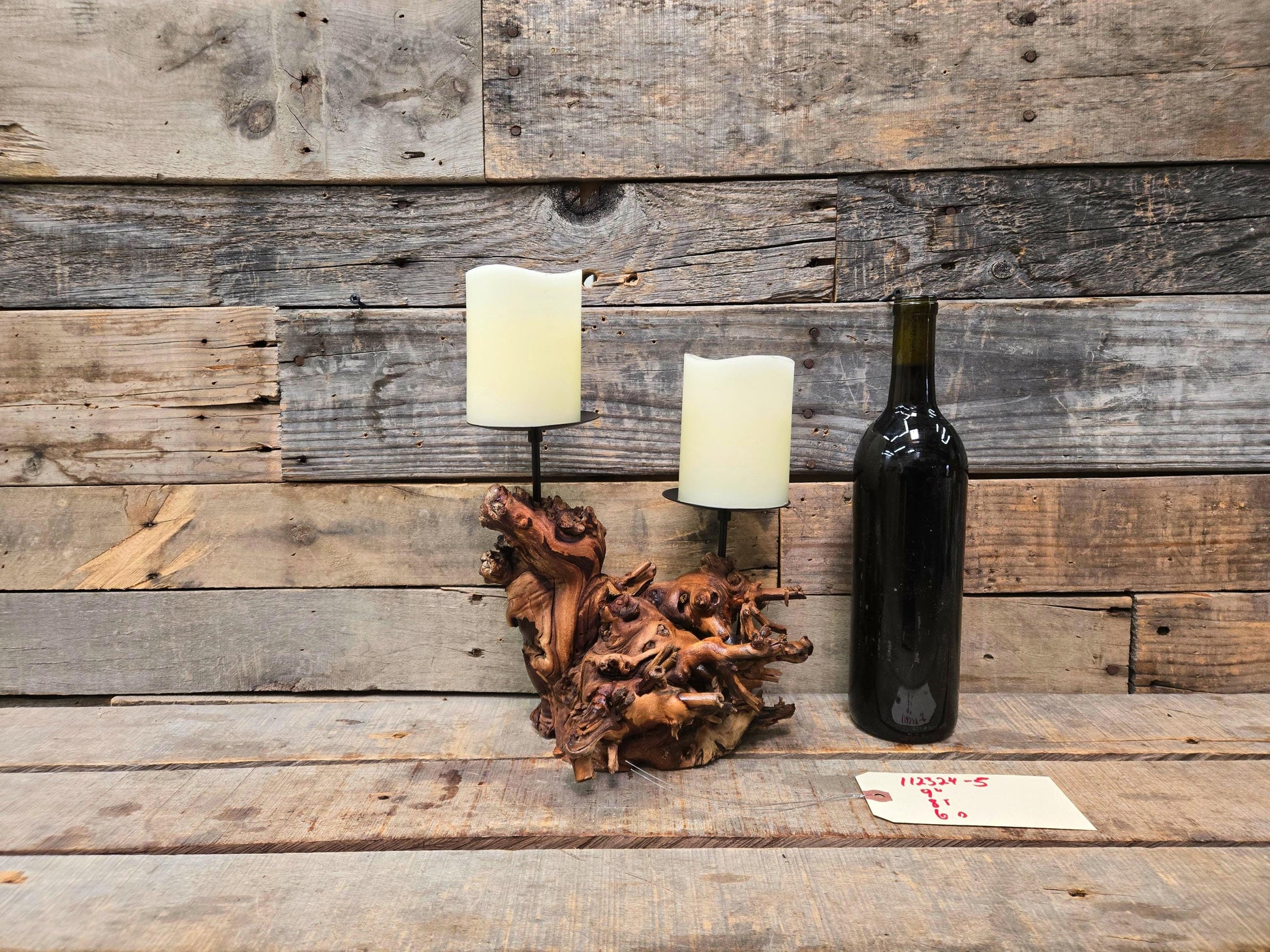 Rombauer Grapevine Pillar Candle Holder made from Atlas Peak Cabernet Napa Valley vine- 100% Recycled + Ready to Ship! 112324-5