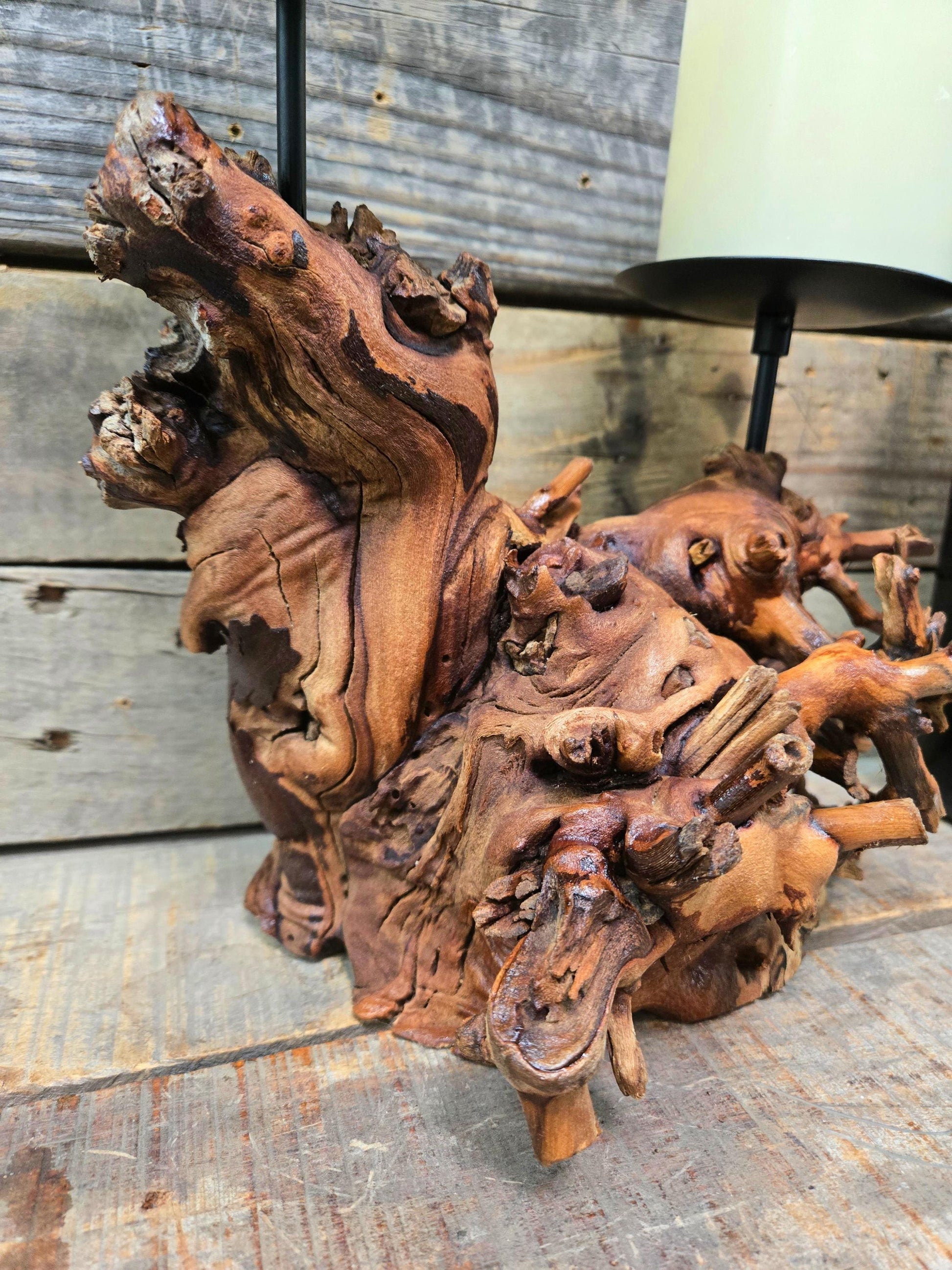 Rombauer Grapevine Pillar Candle Holder made from Atlas Peak Cabernet Napa Valley vine- 100% Recycled + Ready to Ship! 112324-5