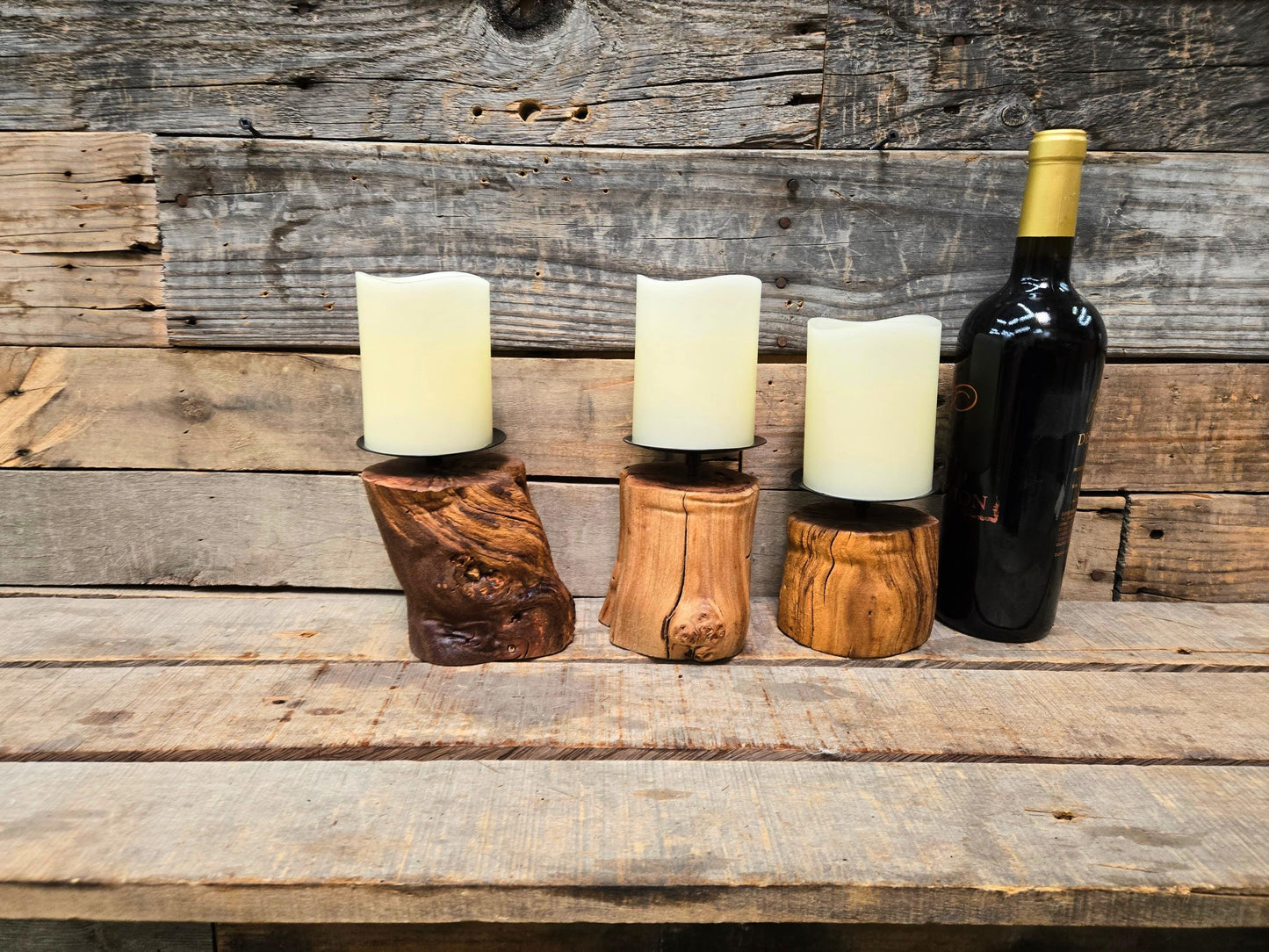 3 Grapevine Candle Holders Made from retired Napa grapevines - 100% Recycled + Ready to Ship!! 111624-82