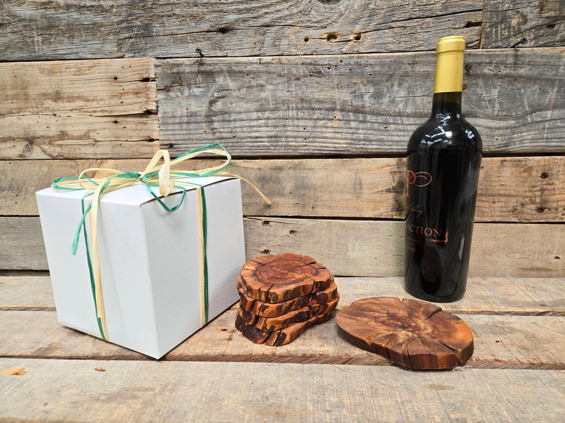 Grapevine Coasters Set of 4 + 1 XL for Bottle - Made From Retired Silver Oak Cabernet Grapevine - 100% Recycled + Ready to Ship! 111624-60