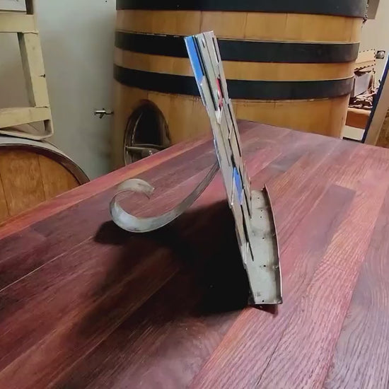 Wine Barrel Cookbook / Tablet Stand - Weave - Made from retired Napa Valley wine barrel rings. 100% Recycled!