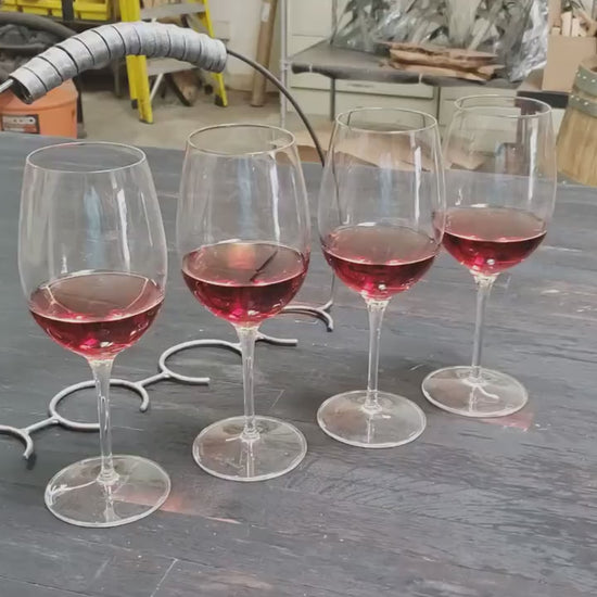 Barrel ring Wine 4 Glass Flight - Tuhi - Made from retired California wine barrel rings - 100% Recycled!