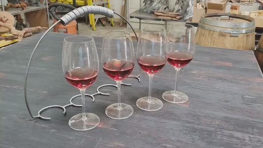 Barrel ring Wine 4 Glass Flight - Tuhi - Made from retired California wine barrel rings - 100% Recycled!