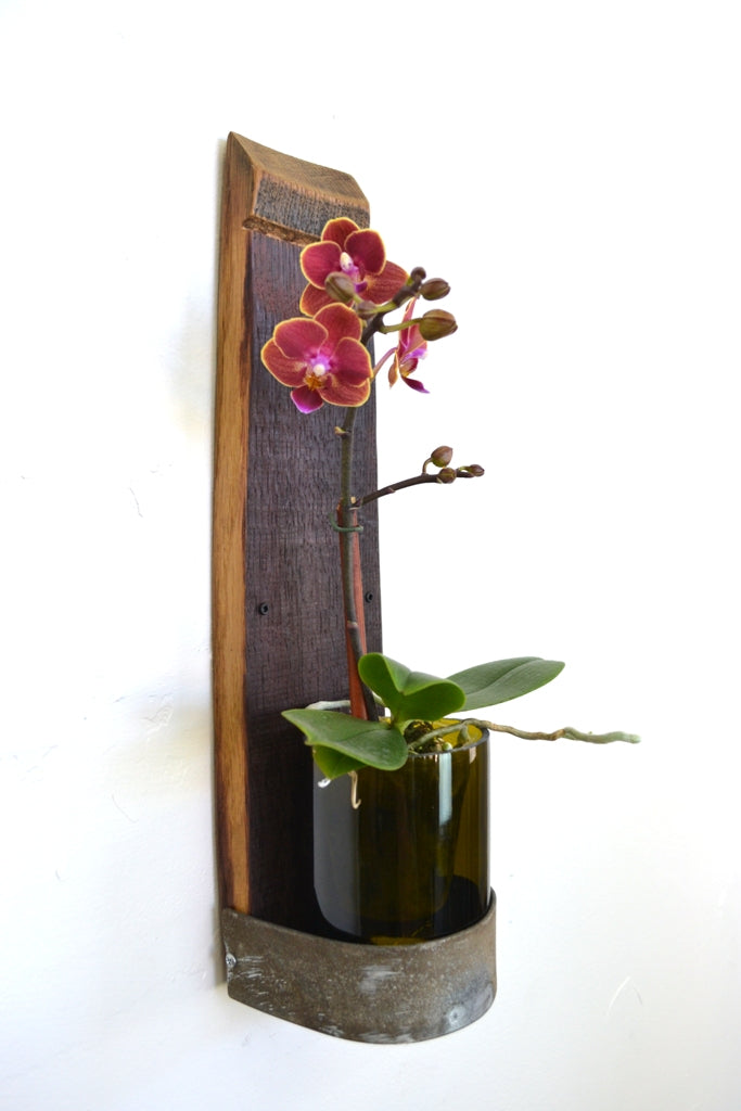 Wine Barrel Wall Flower and Candle Holder - Aporum - Made from retired CA wine barrels