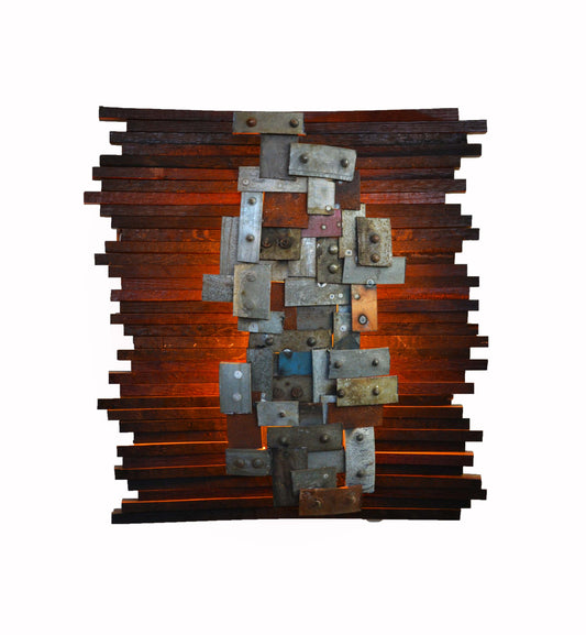 Wine Barrel Wall Art and Light - Nelio - Made from reclaimed California wine barrels and rings - 100% Recycled!
