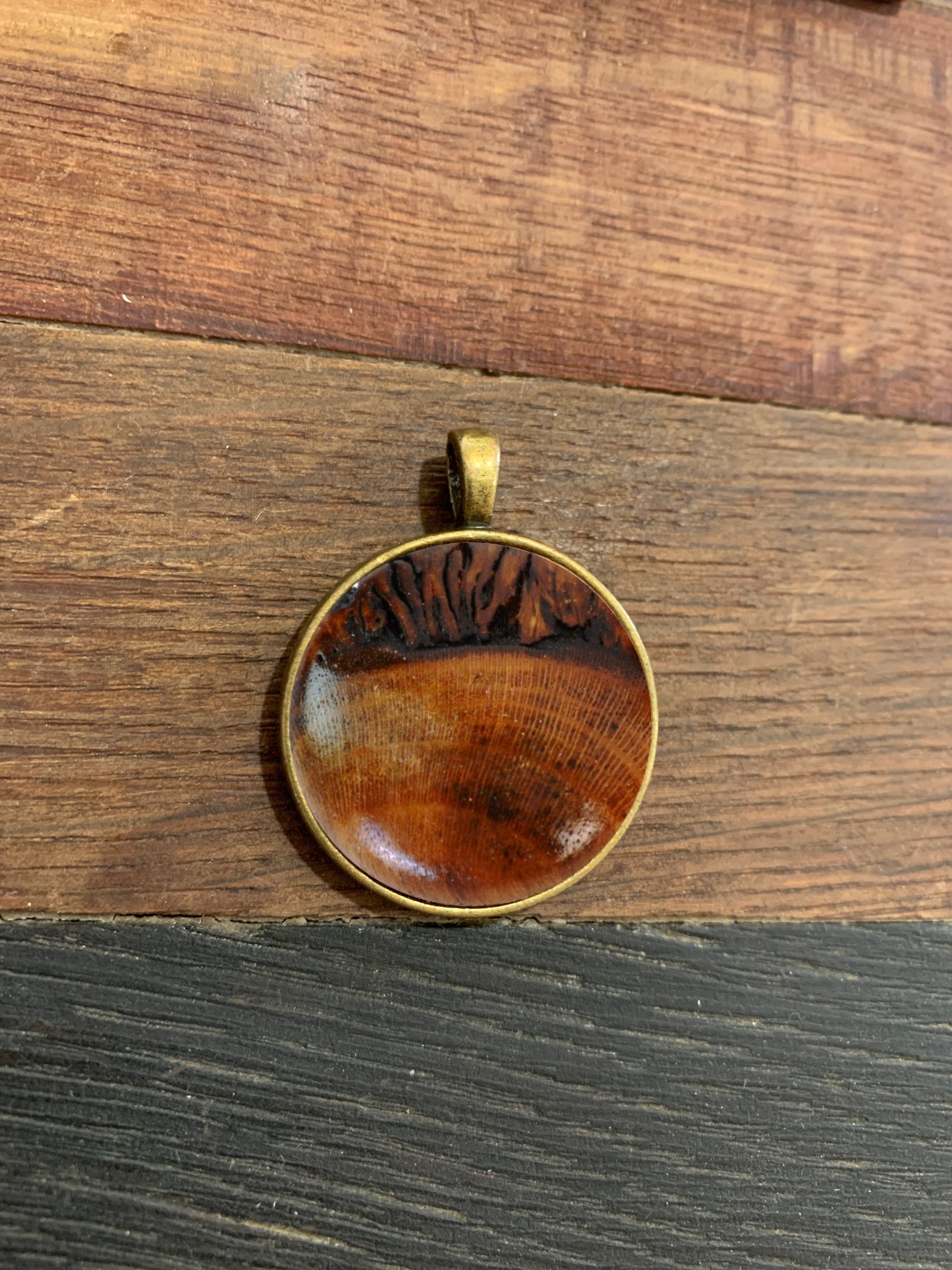 Old Vine Pendant - Bitzy Copper - Inlaid with Low Profile Retired California Grape Vine Wood