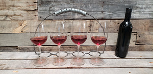 Barrel Ring Wine 4 Glass Flight - Tuhi - Made from retired California wine barrel ring steel. 100% Recycled!