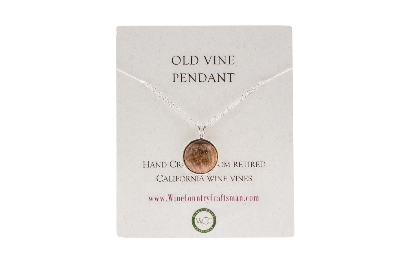 Old Vine Pendant - Bitzy - Silver Inlaid with Retired California Grape Vine Wood
