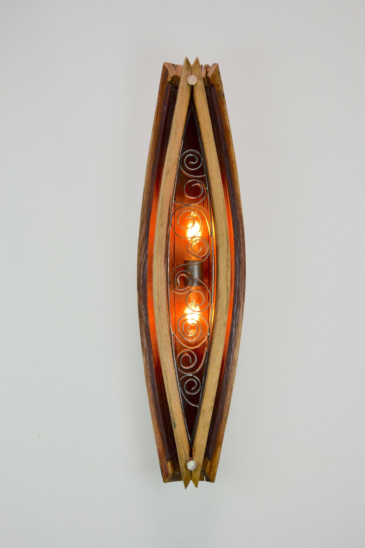 Wine Barrel Wall Sconce - Remolino - Made from reclaimed California wine barrels - 100% Recycled