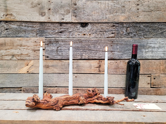 Duckhorn Winery Cabernet Grapevine LED Taper Candle Holder from California - 100% Recycled!  100122-2