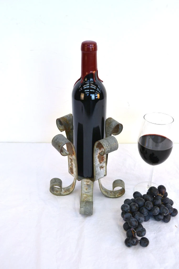 Wine Bottle Display and Holder - Fleur de Lis - made from retired Napa wine barrel rings 100% Recycled!