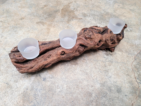 Stag's Leap Grapevine Candle Holder made from retired California Cabernet grapevine - 100% Recycled! 092322-11
