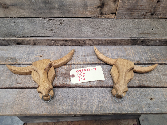 SALE Set of 2 Wine Barrel Bull Wall Art - Made from reclaimed California wine barrels - 100% Recycled + Ready to Ship! 092822-4