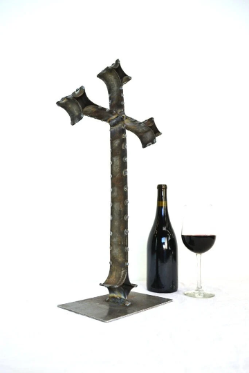 Halloween Cemetery Cross - Kryz - Made From Retired Napa Wine Barrel Rings - 100% Recycled!