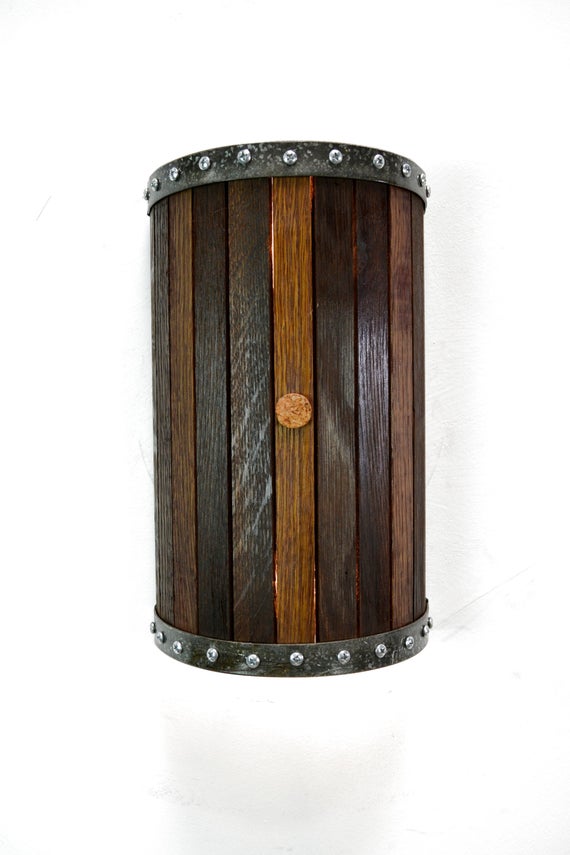 Wine Barrel Wall Sconce - Nantu - Made from reclaimed California wine barrels and rings. 100% Recycled!