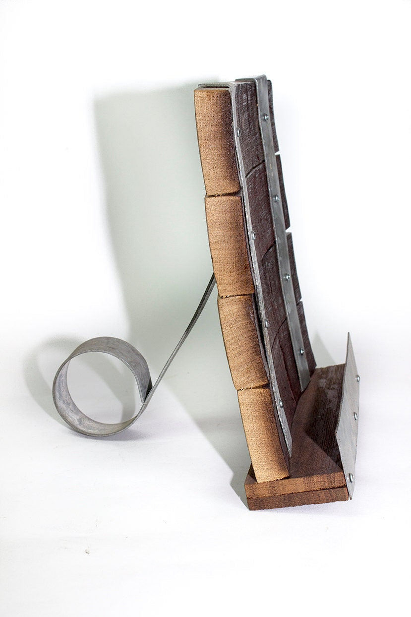 Wine Barrel Cookbook or Tablet Stand - Recipe - Made from retired California wine barrels. 100% Recycled!