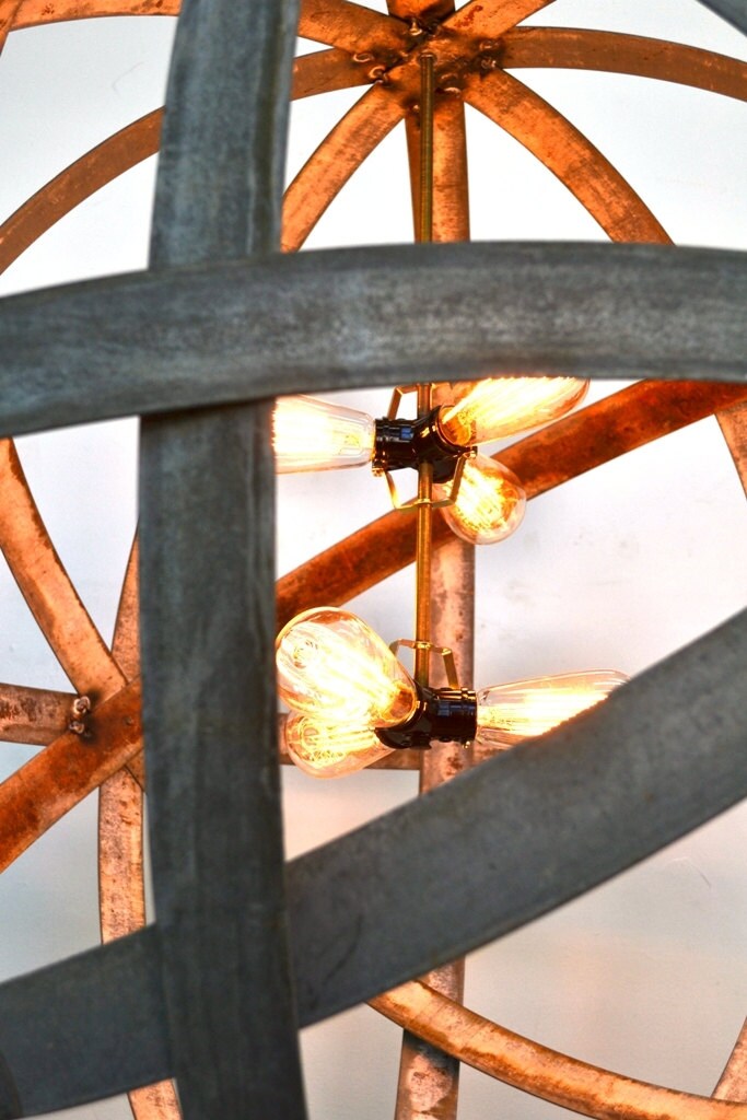 Wine Barrel Ring Chandelier - Colossus - Made from retired California wine barrel rings. 100% Recycled!