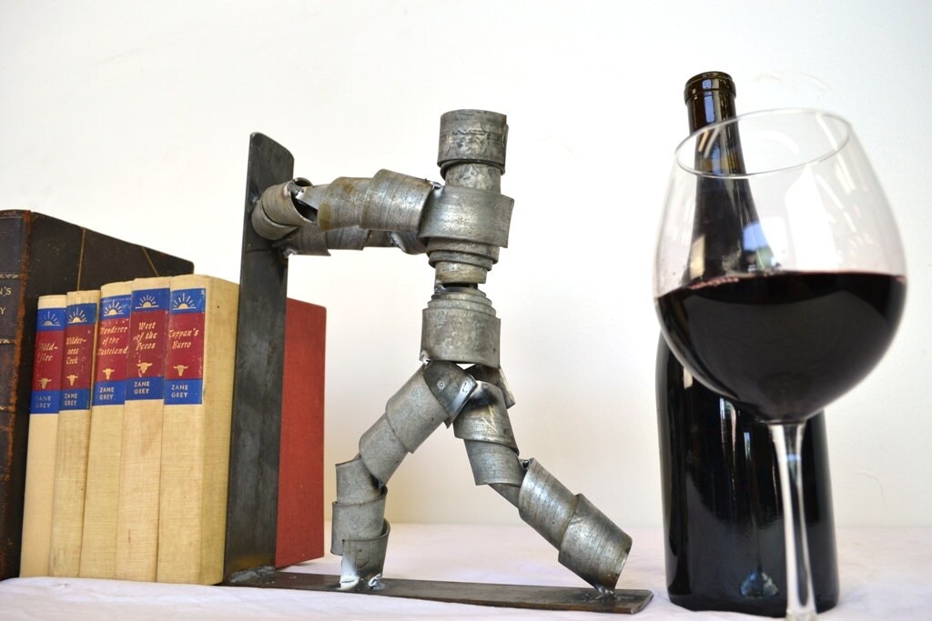 Wine Barrel Ring Bookends - Kitabu - Made from salvaged Napa wine barrel rings. 100% Recycled!