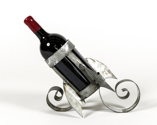 Wine Barrel Ring Bottle Holder - The Rocket - Made from salvaged California wine barrel rings - 100% Recycled!