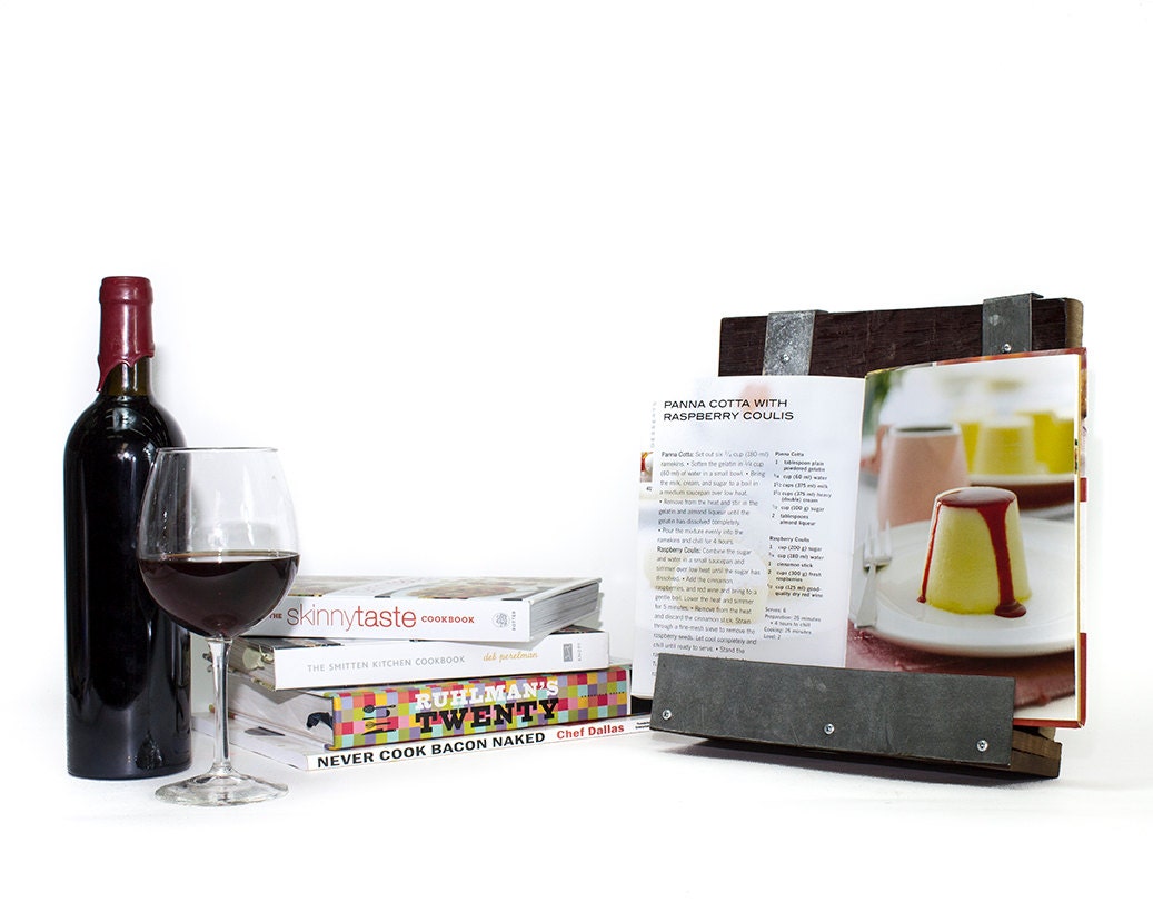 Wine Barrel Cookbook or Tablet Stand - Recipe - Made from retired California wine barrels. 100% Recycled!
