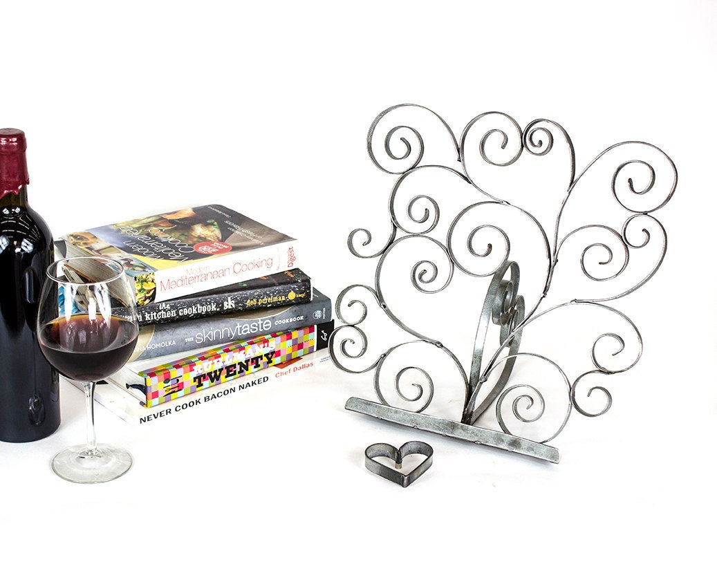 Wine Barrel Cookbook Stand - Swirl - Tablet or cookbook Stand