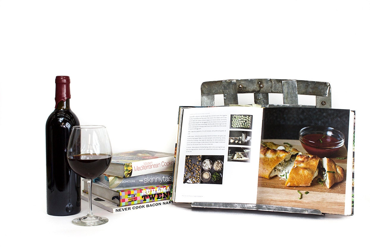 Wine Barrel Ring Cookbook and Tablet Stand - Rezga - Made from retired wine barrel rings. 100% Recycled!