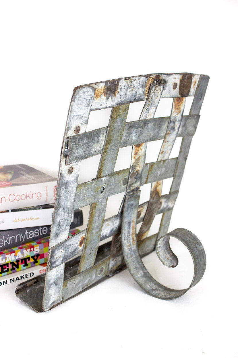 Wine Barrel Ring Cookbook and Tablet Stand - Rezga - Made from retired wine barrel rings. 100% Recycled!