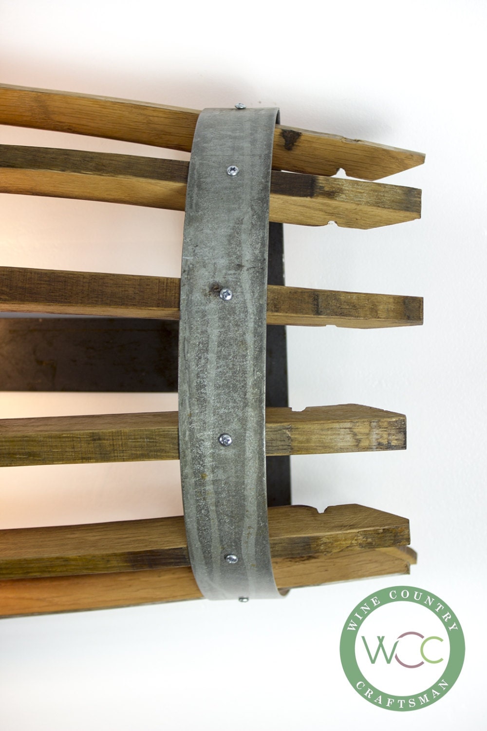 Wine Barrel Stave Wall Sconce - Half Catch - Made from retired California wine barrels and rings. 100% Recycled!