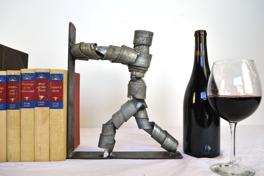 Wine Barrel Ring Bookends - Kitabu - Made from salvaged Napa wine barrel rings. 100% Recycled!