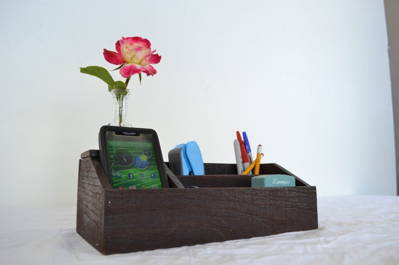 Wine Barrel Charging Station Organizer - Laurel - Made from reclaimed California wine barrels - 100% Recycled