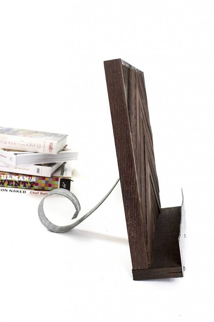 Wine Barrel hot Cookbook or Tablet Stand - Chevron - Made from reclaimed California wine barrels. 100% Recycled!