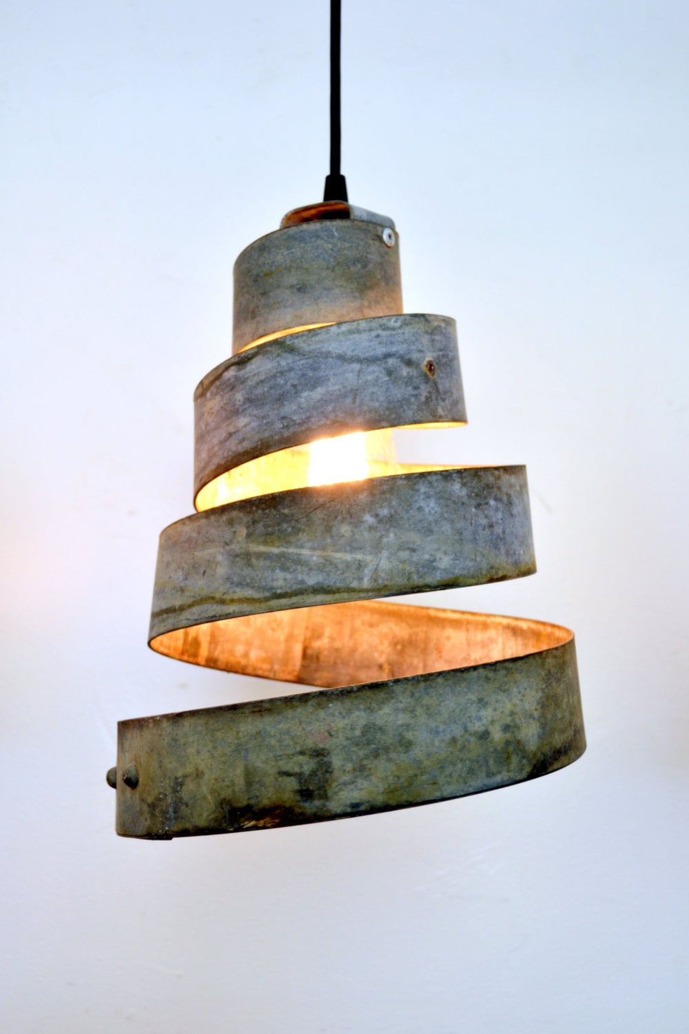 Wine Barrel Ring Pendant Light - Lavaliere - Made from Retired California wine barrel rings 100% Recycled!